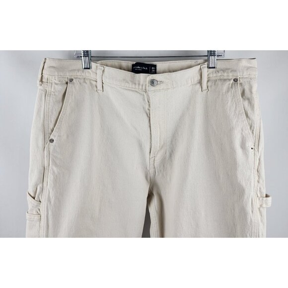 Abercrombie & Fitch Pants Mens 40x34 Cream 90s Loose Carpenter Jeans - Picture 2 of 13